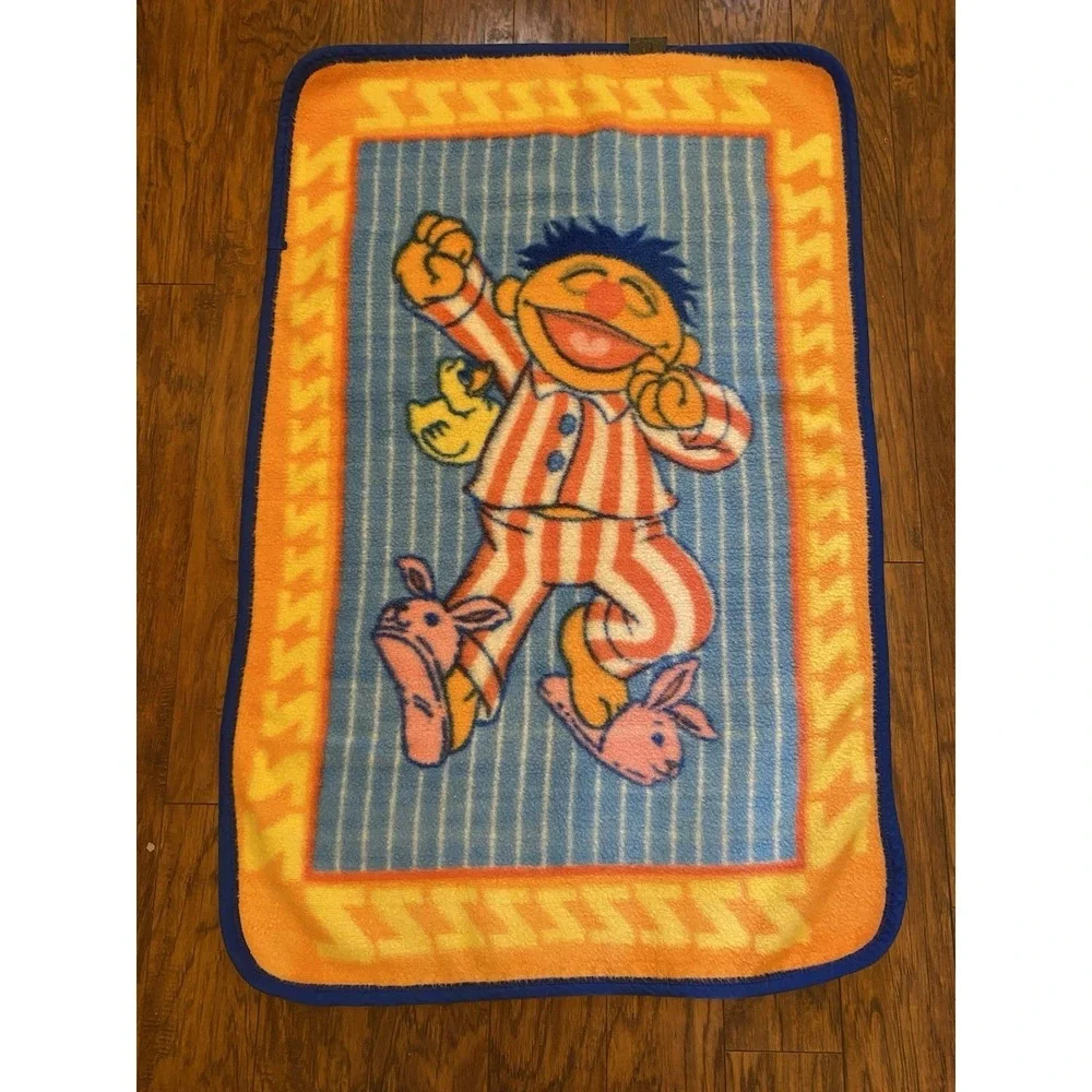 Ernie Owen Blanket Throw Vtg 90s Sesame Street Rubber Duckie 45